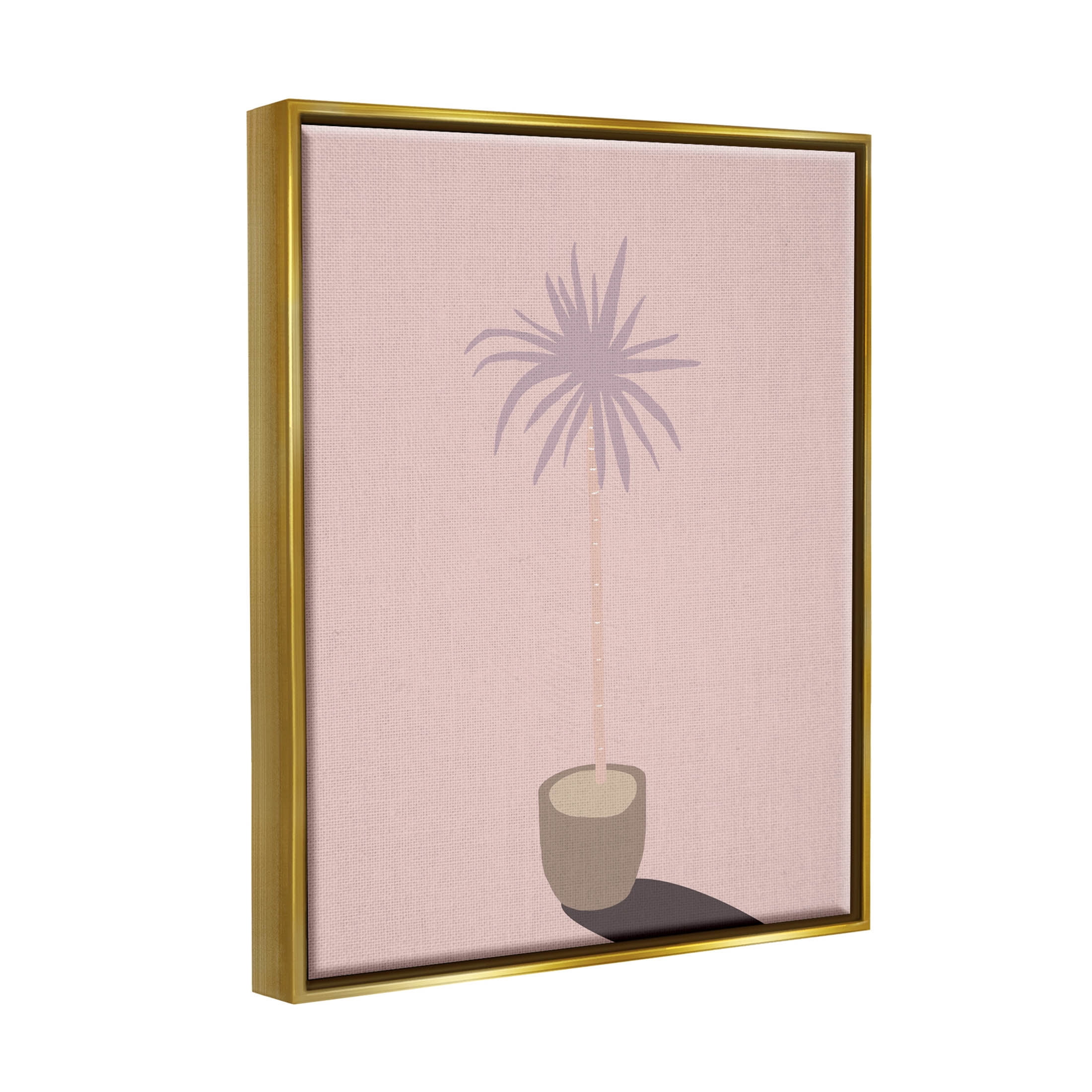 Pink Potted Palm Plant Botanical & Floral Graphic Art Metallic Gold Framed Art Print Wall Art