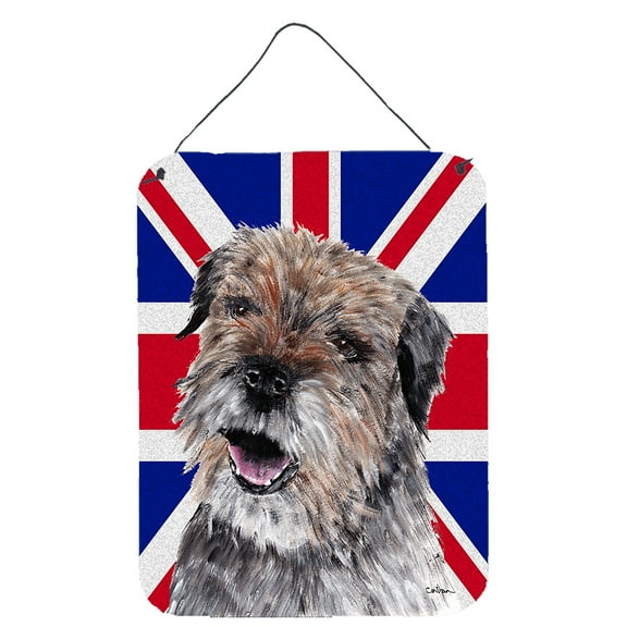 Border Terrier with English Union Jack British Flag Wall or Door Hanging Prints