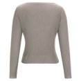 thumbnail image 6 of Zedker Women's Cardigans Sweaters Open Front Knit Cropped Sweaters Fall V Neck Long Sleeve Button Down Jacket Tops Khaki XL, 6 of 7