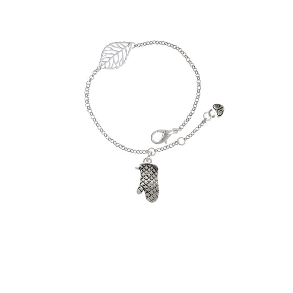 Delight Jewelry Silvertone Oven Mitt - Silvertone Leaf Delicate Bracelet, 6.25 1.75"