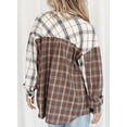 thumbnail image 5 of Asyoly Women Plaid Shirts Shacket Jacket Long Sleeve Button Down Casual Oversized Check Shirts Coats Tops With Pocket, 5 of 7