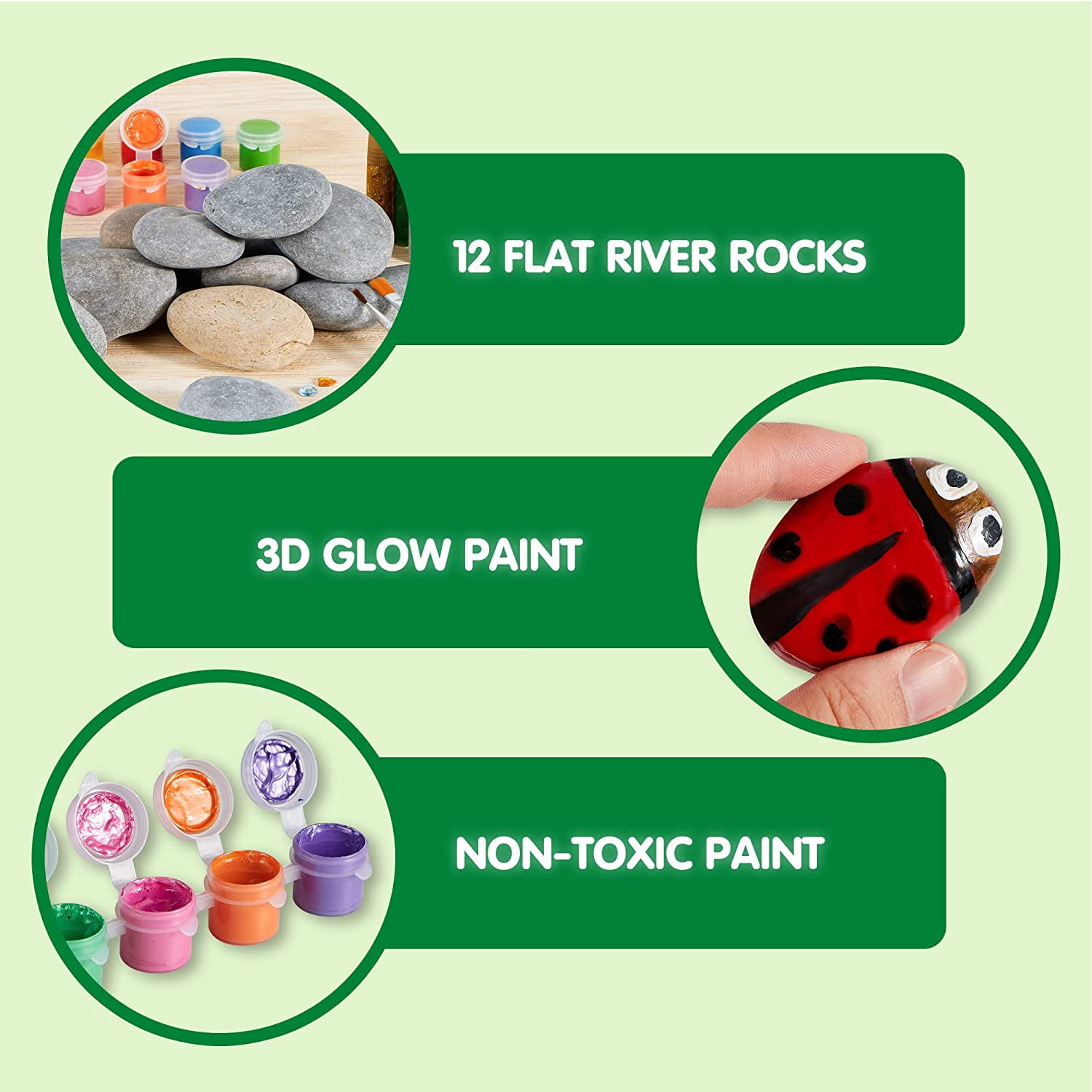 Syncfun 12 Rock Painting Kit, Creativity Arts & Crafts, DIY Supplies,  Spring Crafts For Kids, Decorate Your Own Painting Craft, Family Outdoor  Indoor Activity, Toddler Birthday Gifts
