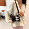 thumbnail image 1 of Bolso bandolera para mujer Bolso de hombro con patrón de cuadros Bolso de mano (Negro), 1 of 6