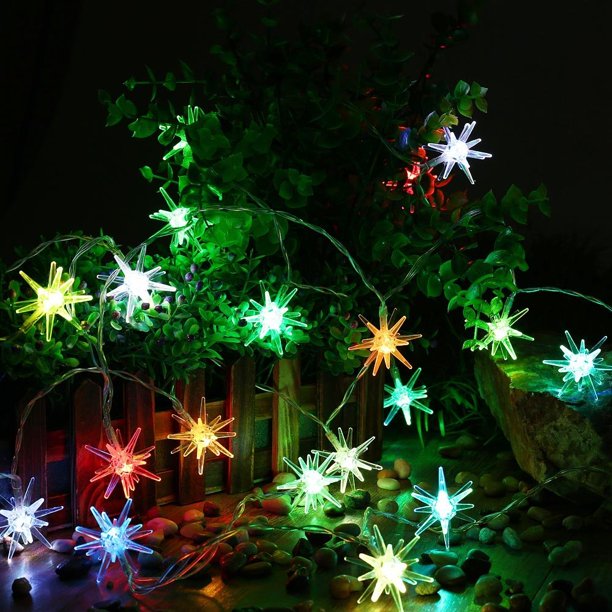 LUCKLED Crystal Stars Battery Operated String Lights, 20 LED Auto Time