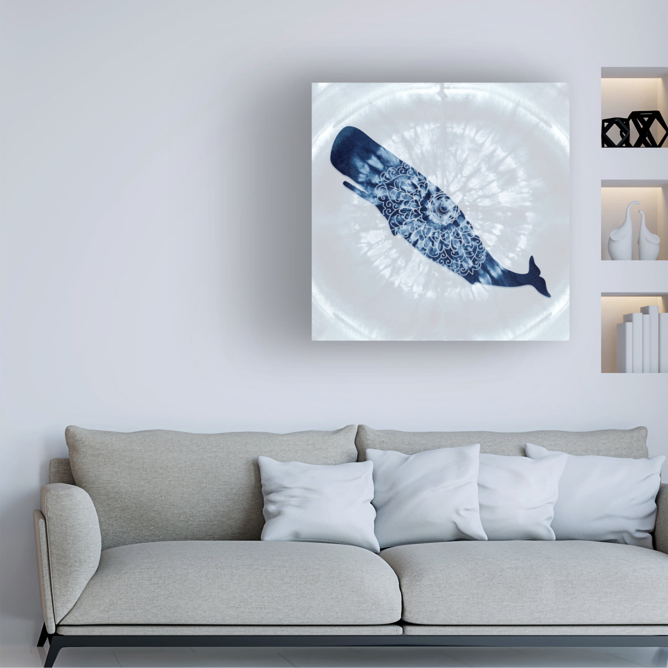 Canvas Wall Art - Tina Lavoie 'Whale Mandala' Wall Art for Living Room, Bedroom, or Office Décor by Trademark Fine Art - 35 x 35 Inches