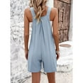 thumbnail image 5 of SWSMCLT Women's One Piece Romper Casual Jumper Square Neck Rompers Spring Summer Fall Cotton Linen Fashion Pleated Sky Blue Small, 5 of 5