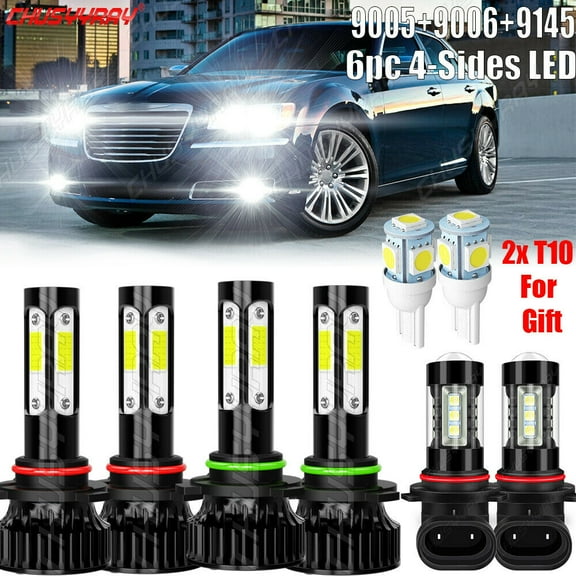 For Chrysler 300 2005 2006 2007 2008 2009 2010 6000K LED Headlight Fog Bulbs 6Pc