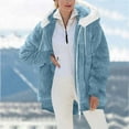 thumbnail image 4 of Ovbmpzd Hooded Fall Jackets for Women 2025 Fleece Blue Zip Up Casual Long Sleeve Fuzzy Warm Jackets Women's Coats S, 4 of 8