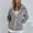 Gray, variant on KIHOUT Autumn Women's Casual Solid Blouses Zipper V-Neck Pullover Tops Long Sleeve Hooded Tops Sweatshirt