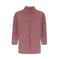 thumbnail image 7 of hoksml Women's Corduroy Button Down Shirt, Chest Pocket 3/4 Sleeve Oversized Casual Blouse for Office Daily Vacation Wear, 7 of 7