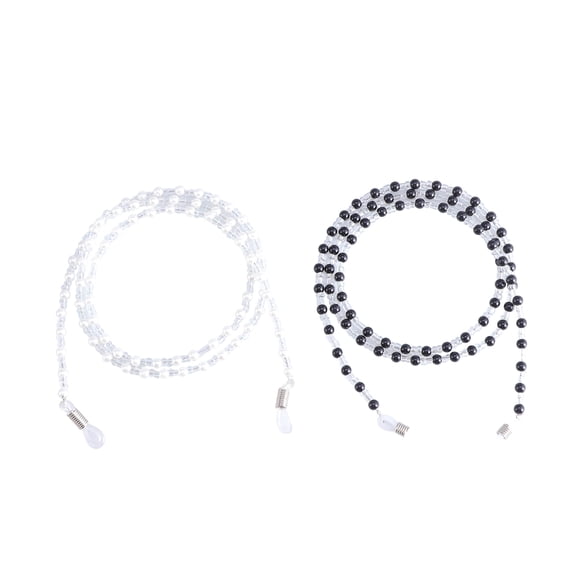 EeaseCA 2 Pcs Chaîne de Lunettes Perlée Cordons de Sangle de Lunettes Chaînes et Sangles de Lunettes de Soleil Support de Lunettes (Noir + Blanc)