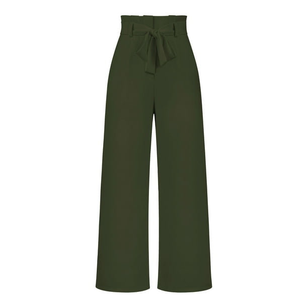 Cathalem plus Size Women's Dress Pants for Work Business Casual Flowy Pants  For Women Casual High Waisted Track Gear for Women Pants Green Small