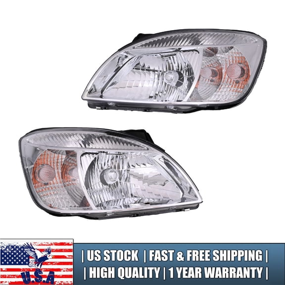 For Kia Rio 5 2006-2008 Pair Front Headlights Chrome Housing