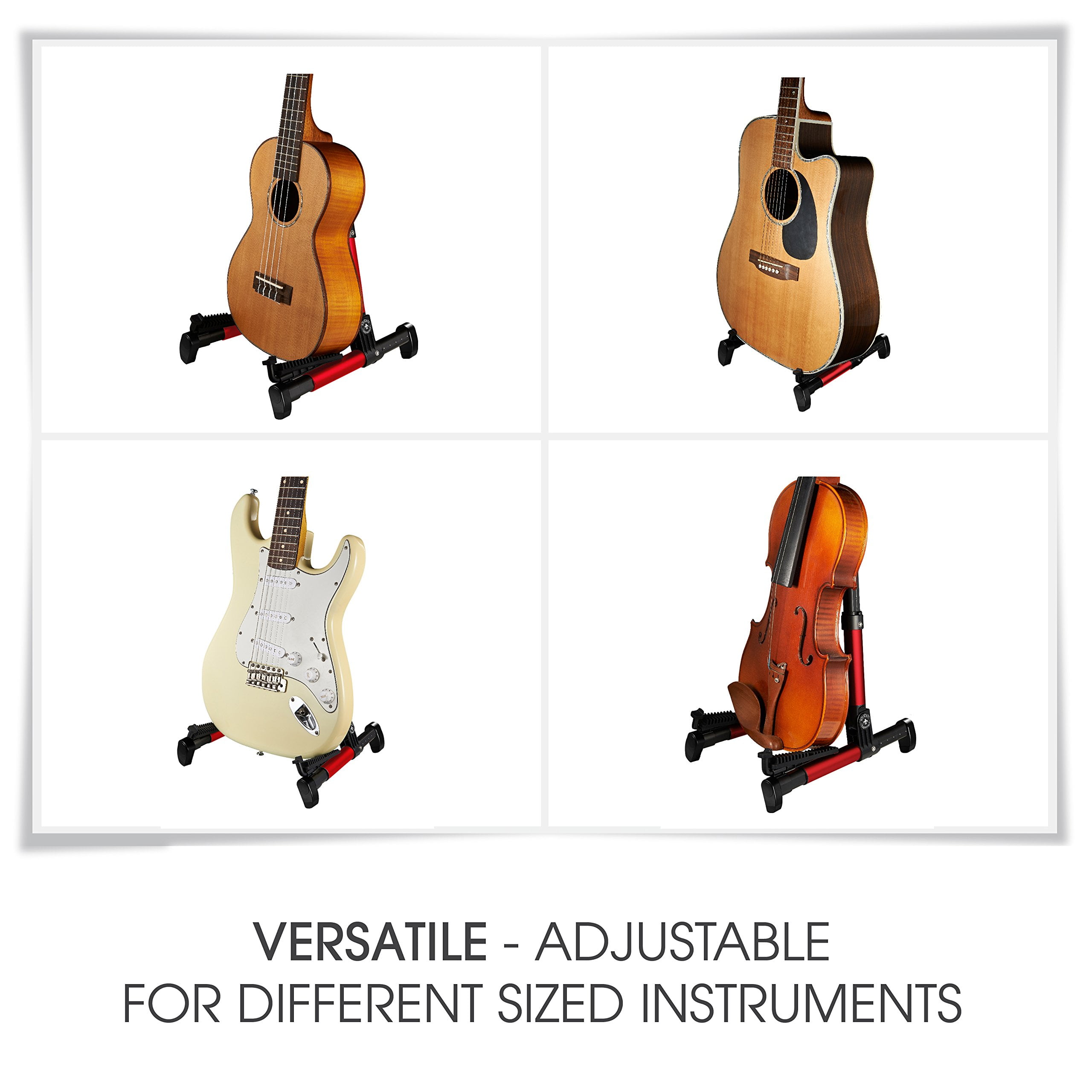 Nordic Essentials Guitar Stand for Acoustic/Electric/Classical Guitars and Violin, Ukulele, Bass, Banjo - Folding, Portable and Lightweight - for Concert & Travel