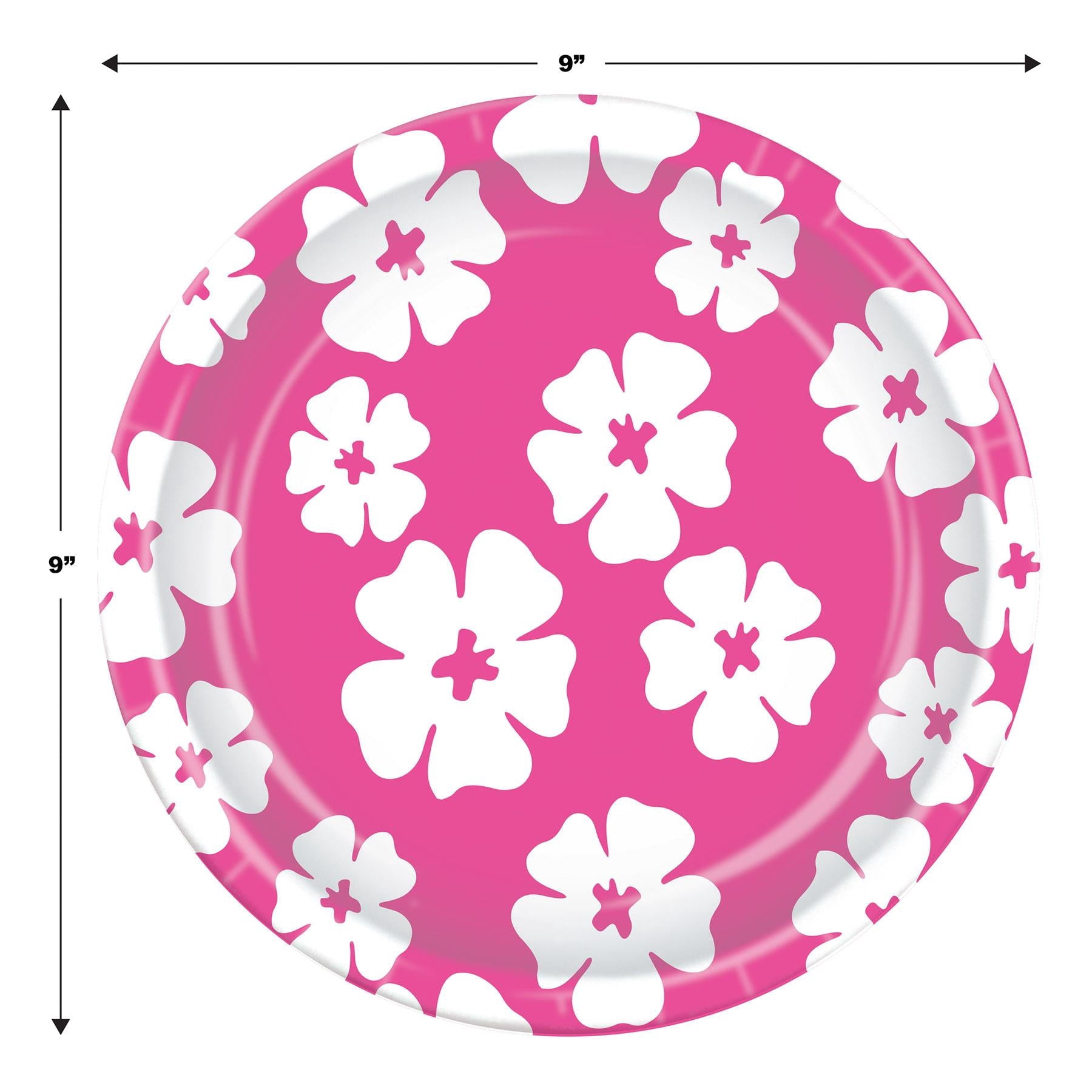 96 Pack Beistle Luau Party Hibiscus Paper Plates 9 inch