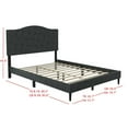 thumbnail image 2 of Home Design Mason Twin Upholstered Platform Bed with Button Tufted, Bed Frame with Curved Headboard for Adult, Charcoal Gray, Easy Assembly, 2 of 5