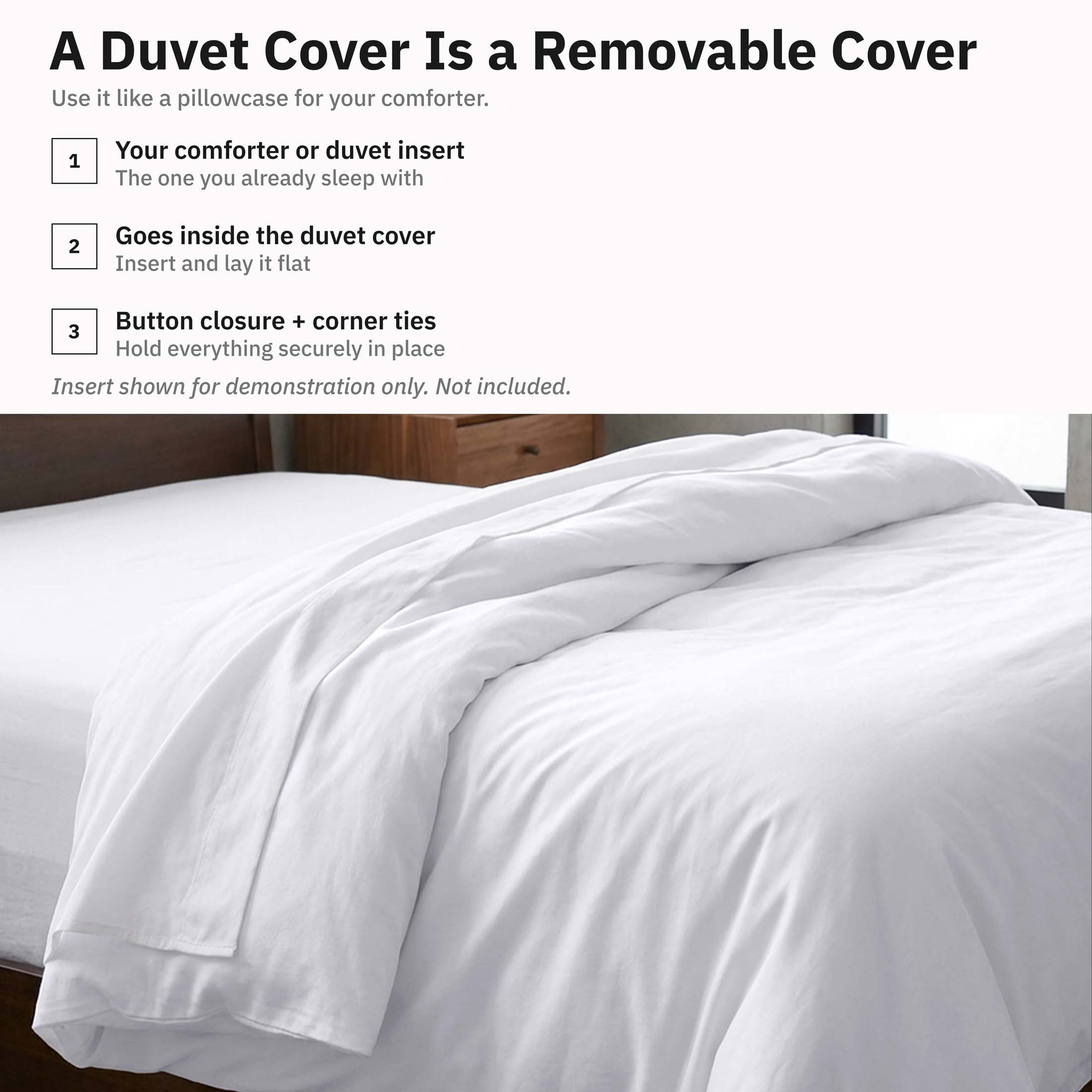 California Design Den White Duvet Cover King - 400 Thread Count 100% Cotton, Quality Comforter Cover, Soft Sateen, Bright White