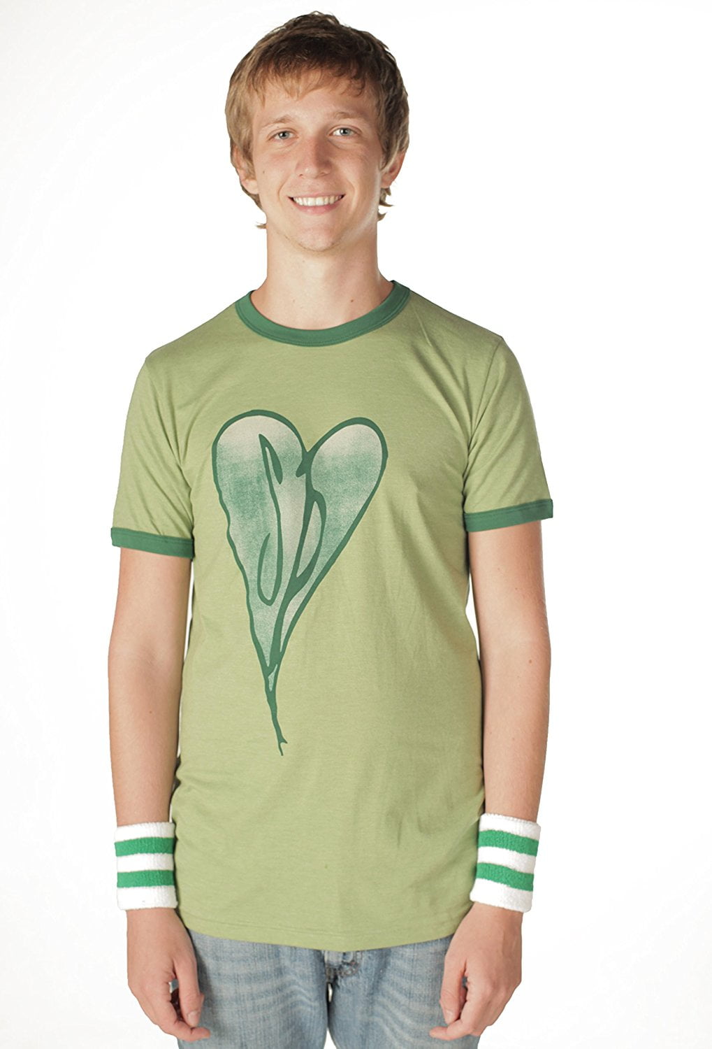 The Smashing Pumpkins Distressed Heart Heather Green Adult T-Shirt -  