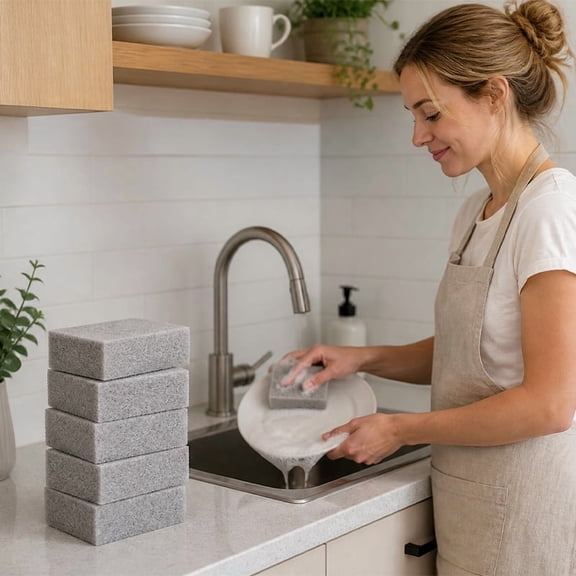 6 Pack Grill Cleaning Bricks, Pumice Scouring Stones for Griddles, BBQs, Ovens, Stovetops, Bathrooms, Toilets and Pool Tiles