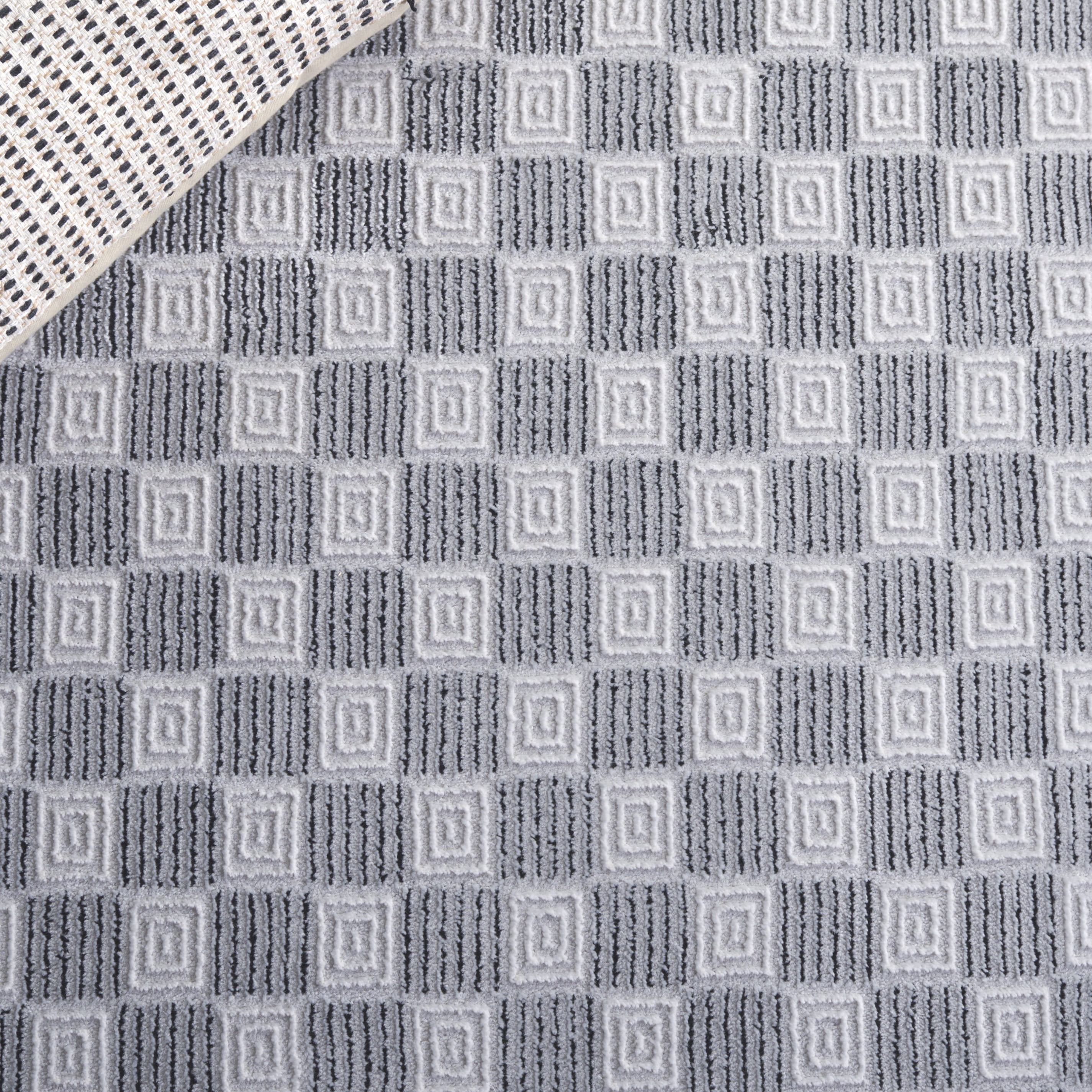 SAFAVIEH Slate Luka Geometric Area Rug, Grey/Ivory Black, 5'3" x 7'6"