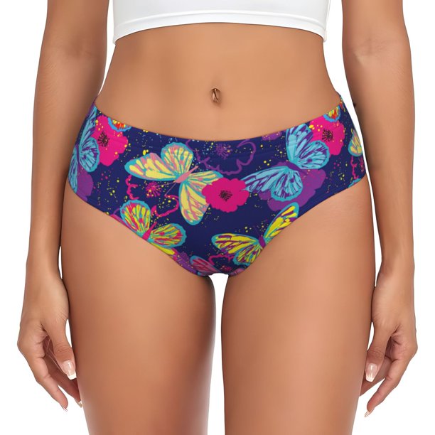 Balery Paint Butterflies Ropa Interior de Algodón para Mujer con Dibujo – Braguitas Cómodas y Elásticas, Estilo Clásico-Small