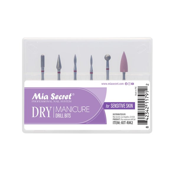 Juego de brocas para manicura seca Mia Secret, 6 unidades, para piel sensible