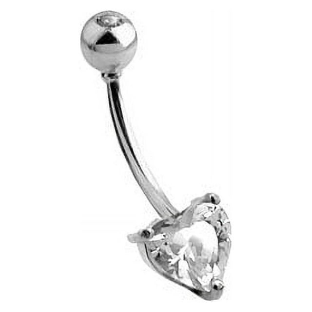 Solid 14k White Gold (14 gauge) Belly Button Ring - Heart Shape