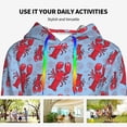 thumbnail image 4 of Lsque Cartoon Lobsters 2 Pattern Casual Women's Hoodie,Hooded Sweatshirt with Kangaroo Pocket,Pullover Hoodie with Eye-catching Drawstrings-Large, 4 of 7