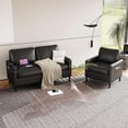 thumbnail image 2 of LAZZO Accent Chair, Faux Leather Upholstered Armchair for Living Room, Bedroom and Apartment, Black, 2 of 9