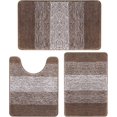 thumbnail image 5 of Findosom 3pcs Bathroom Rugs Set with U-Shaped Mat, Non Slip, Quick Drying, Ultra Soft and Water Absorbent Bath Rug Mat Carpet Machine Washable 18"x26"+20"x32"+U Shape 20"x24" Brown, 5 of 8