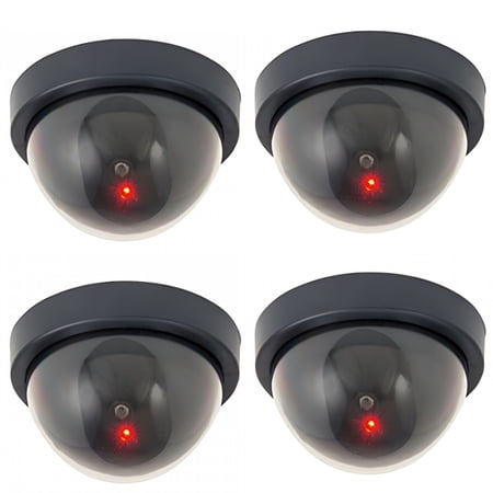 GJX 4-Pack Dummy Security Camera with Flashing Red LED Indoor Outdoor Dome Surveillance Deterrent