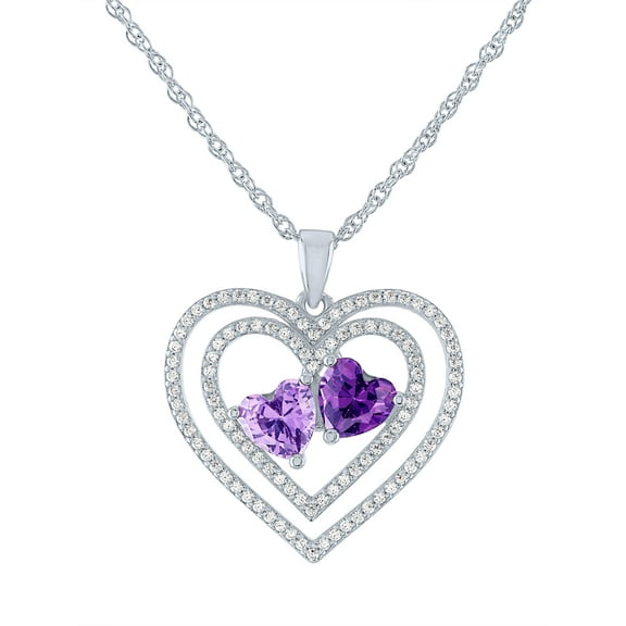 Ladies Brilliance Fine Jewelry Sterling SIlver Plated Simulated Ruby & CZ Pendant, 18"