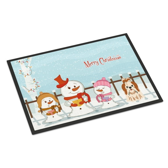 Carolines Treasures Merry Christmas Carolers Shih Tzu Red White Door Mat Indoor Rug or Outdoor Welcome Mat 24x36 Doormat
