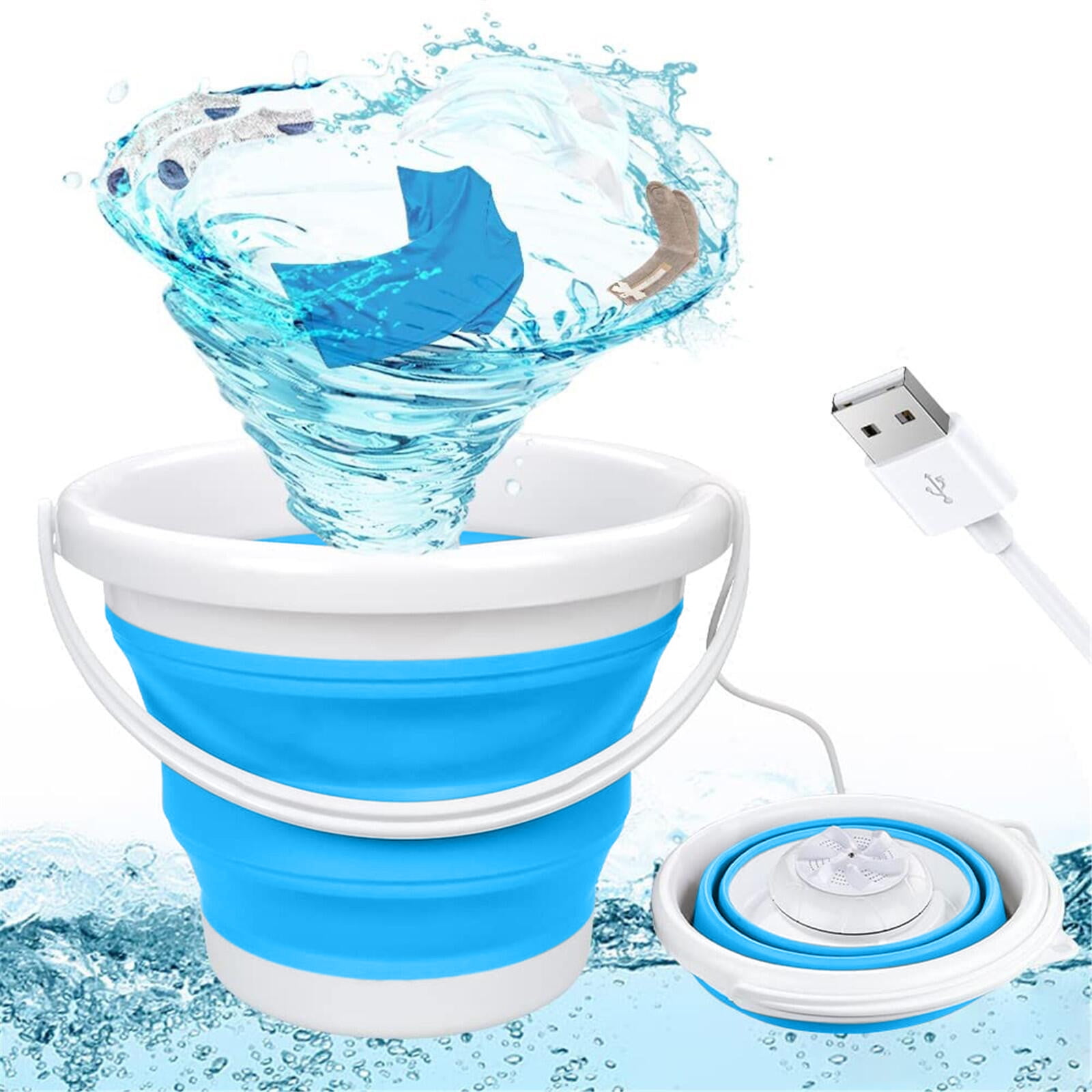 Eeatig Mini Washing Machine Portable Foldable Sound Waves Turbine Washers Personal Cleaning Machine Usb Folding for Clothes Socks Underwear Bra Laundry Tub for Home Travel Apartments