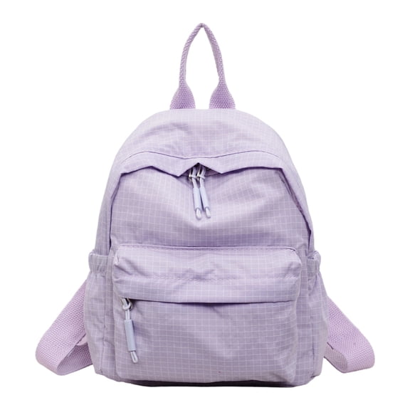 Solid Color Compact Daypack for Women, Mini Polyester Backpack with Top Handle, Lightweight Casual Bookbag for Travel Work (Purple)