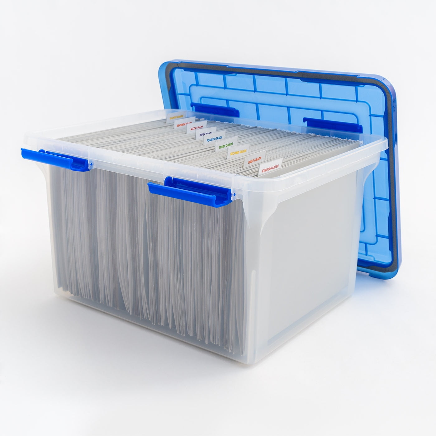 Waterproof File Box Clear with Blue Clasps | at Home