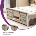 thumbnail image 4 of Dextrus Artisan Queen Bed Frame with Hidden Storage, Sliding Barn Door, Silent Metal Slat Support, No Box Spring Needed, Oak, 4 of 6
