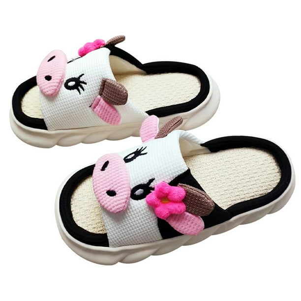 Zapatillas unisex de animales de dibujos animados Wdftyju Lino de vaca Cómodas