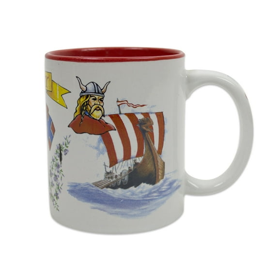 Oktoberfest Haus Multicolor Ceramic Coffee Mug with '' I Love Norway'' 12 oz