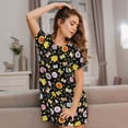 thumbnail image 3 of Pofeuu Flower Butterfly Print Women's Loose Fit Short Sleeve Nightgown, Comfortable Sleep Dress for Women, Casual Lounge Sleepwear, Soft Cotton Sleep Dress, 3 of 6