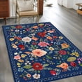 thumbnail image 2 of Area Rugs for Living Room 4x6 Ft, Navy Blue Flowers Non Slip Area Rugs for Kitchen Bedroom Entryway, Spring Vintage Floral Leaves Farmhouse Washable Carpet Runner Rug Floor Mats for Bedroom, 2 of 8