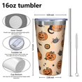 thumbnail image 4 of 16oz Tumblers Halloween Cat and Pumpkin Pattern Stainless Steel Vacuum Insulated Double Wall Travel Tumbler Cups Mug with Lid and Straw,Cleaning Brush for Coffee,Tea, 4 of 4