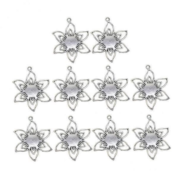 Surtido de engastes de bisel de cabujón floral de filigrana de 50 piezas para manualidades DIY 6 piezas