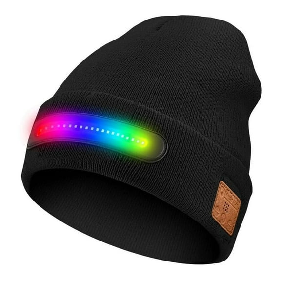 Bluetooth Beanie with Built-in LED Light - Rechargeable 3-in-1 Winter Hat for Hands-Free Music, Calls, and Illumination