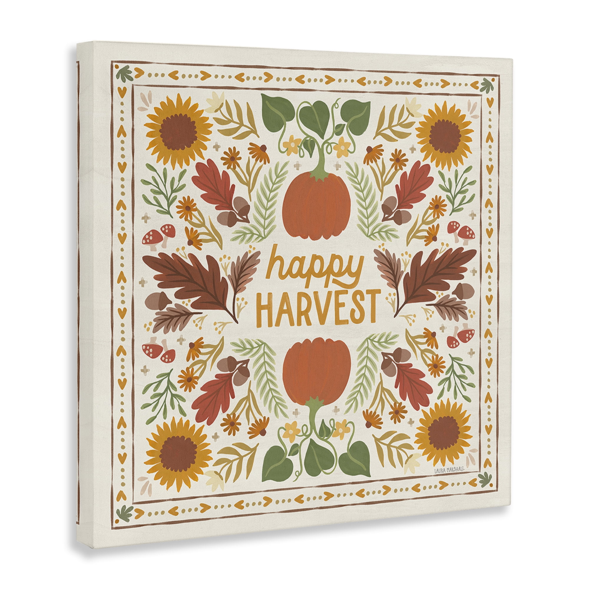 Stupell Industries Happy Harvest Pattern Landscape Painting Gallery Wrapped Canvas Art Print Wall Art, 36 x 36