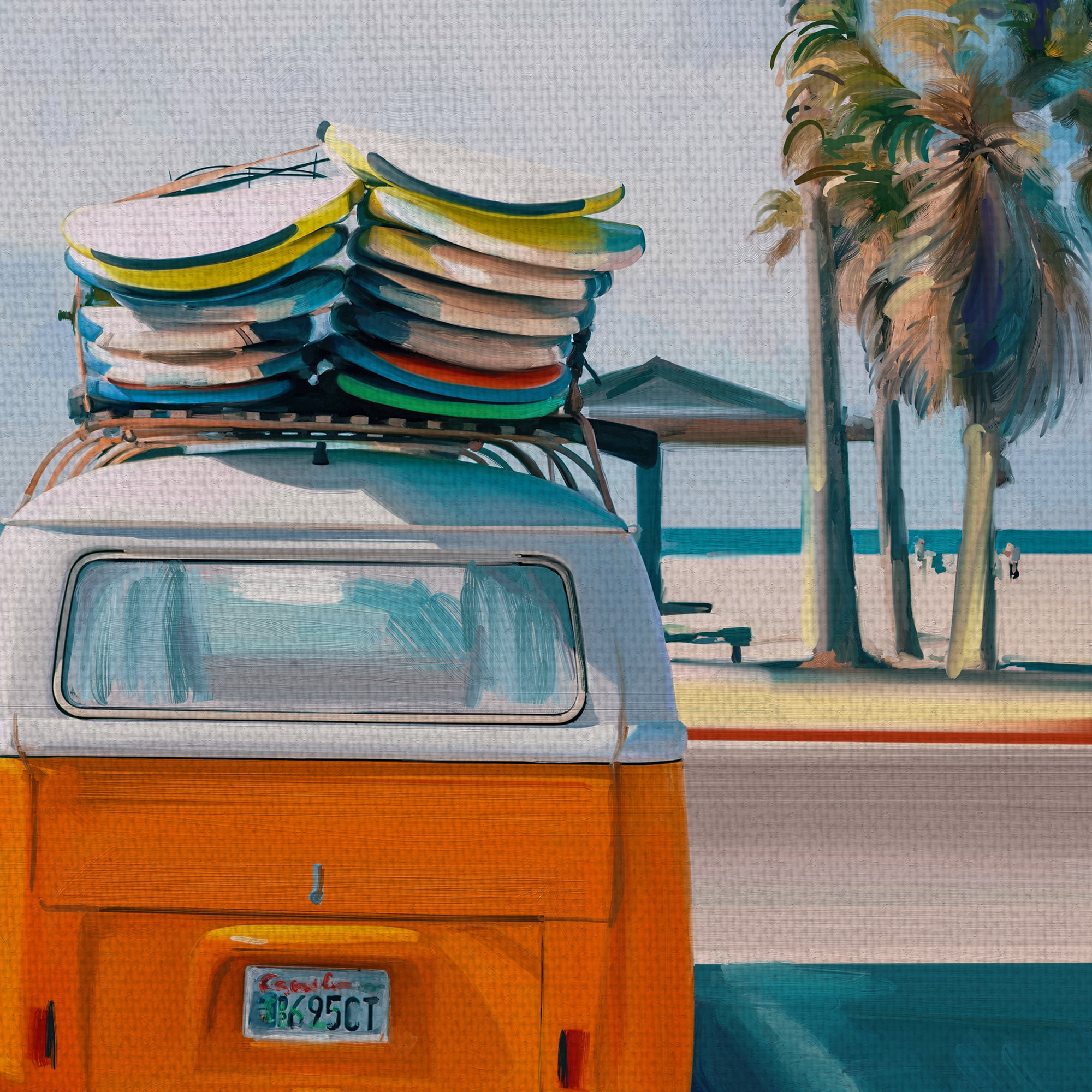 Fine Art Canvas Retro Beach Day II by Studio Arts Canvas Art Print