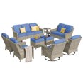 thumbnail image 3 of XIZZI Outdoor Furniture Wicker Sofa Set Patio Conversation Chair Set with Swivel Rocking Chair and Ottoman,Diamond Blue Cushion, 3 of 11