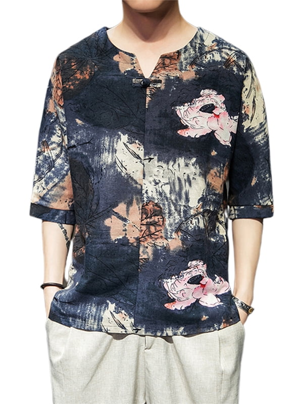 mens vintage printed casual pullover