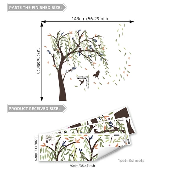 Pxyqht Hand Drawn Tree Wall Stickers for Home Decor Removable Glass Clings for Easy Application and Stylish Transformation