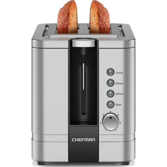 Chefman 2-Slice Toaster w/ Extra Wide Slots, 7 Shade Settings, Bagel Function - Stainless Steel, New